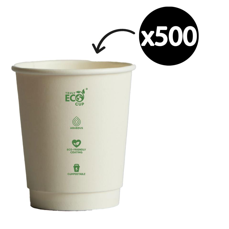 Truly Eco Double Wall Aqueous White Cup 8oz Carton 500
