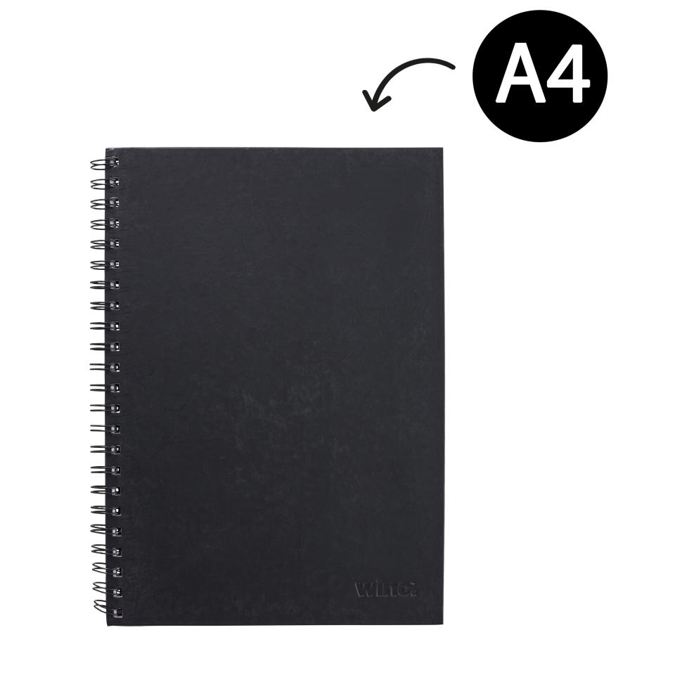 Winc Hardcover Spiral Notebook Ruled A4 Black 200 Pages | Winc