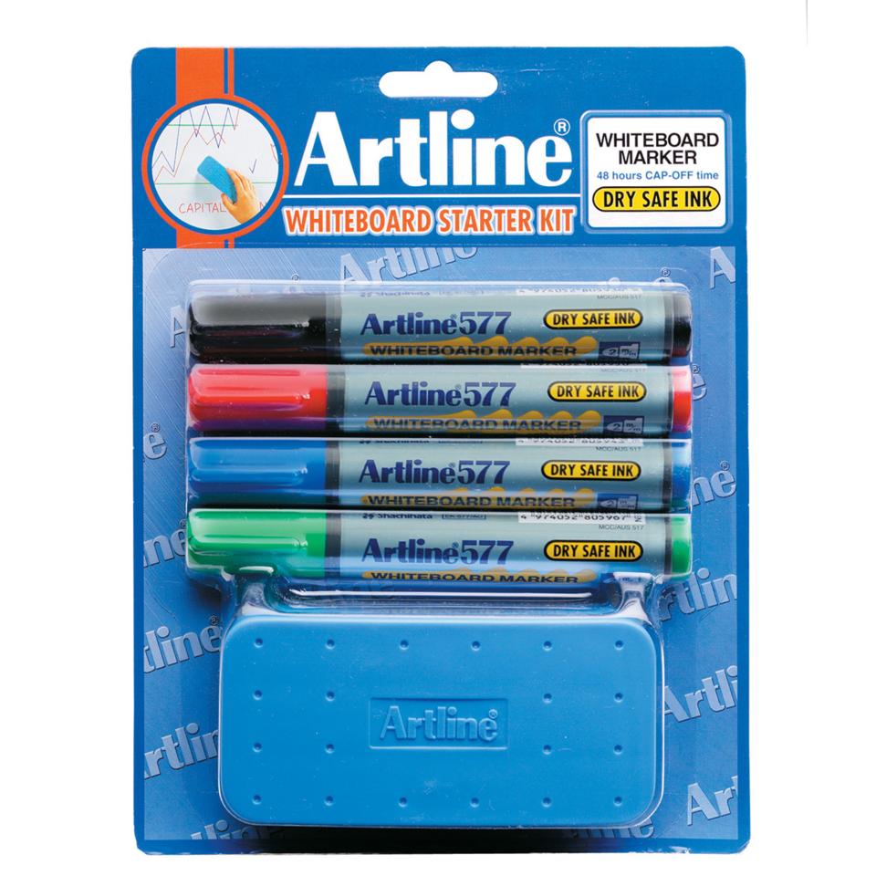 Artline Whiteboard Starter Kit With Eraser And 4 Standard Colour Markers