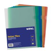 Winc Letter File A4 Clear Assorted Colour Pack 10