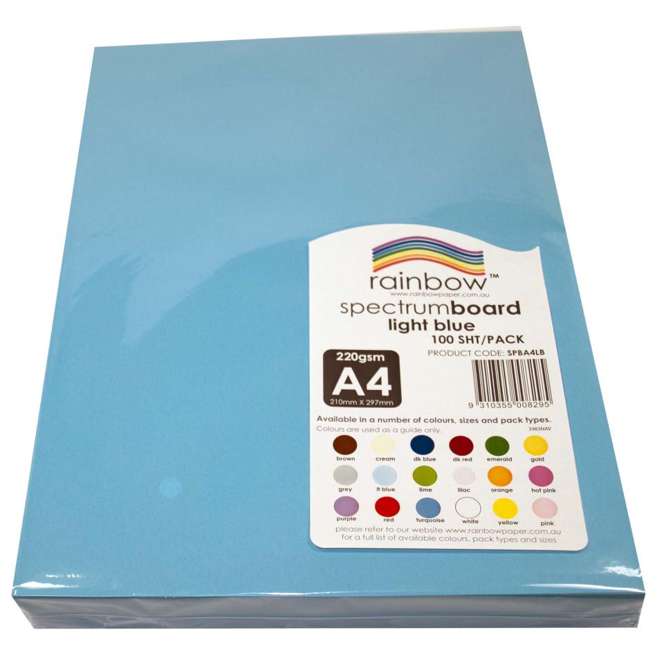 Rainbow Spectrum Board A4 220gsm 100 Sheet  Light Blue