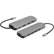 Klik USB-C Multi-port Adapter HDMI Dp Usb3.0x2 Usb2.0x 2lan And Micro Sd