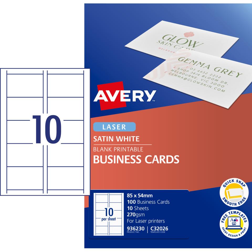 Avery Satin Finish Business cards - 85 x 54 mm - 100 cards - 270 g/m2 (C32026)