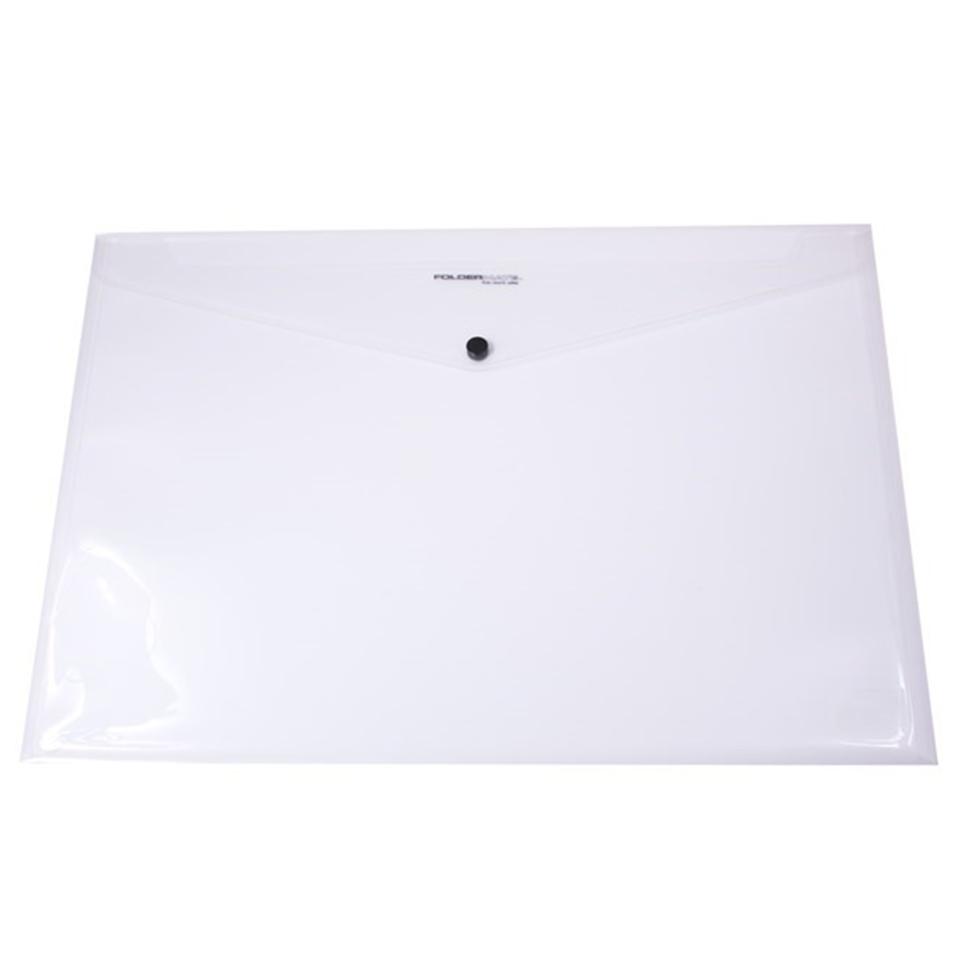 Bantex Document Wallet Standard PP A3 Button Closure Clear Each | Winc