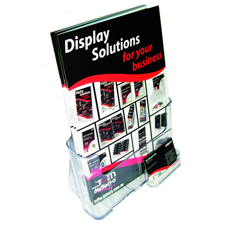 Deflecto Brochure Holder With Business Card Holder Free Standing A4