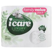 Icare Toilet Tissue 3ply Roll 180 Sheets Fsc Recycled Carton 24