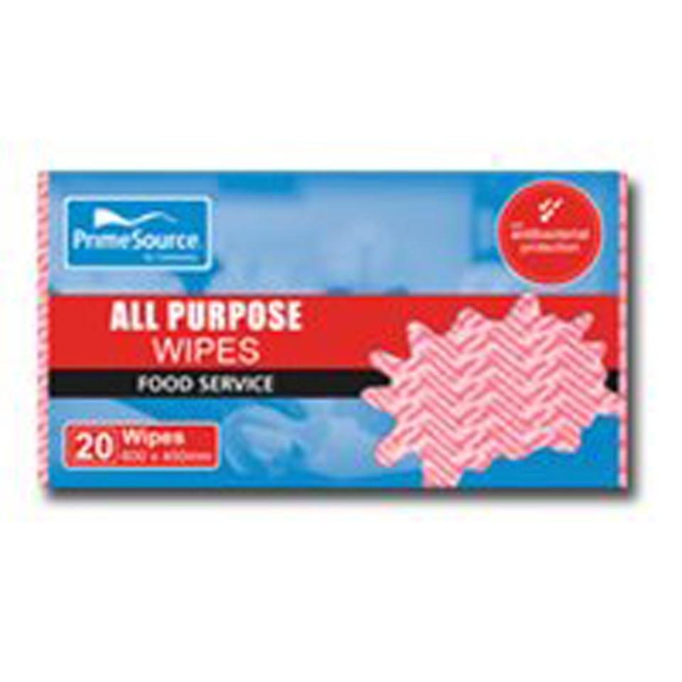 Prime Source All Purpose Wipes 60X45cm Red Pack 20 Image