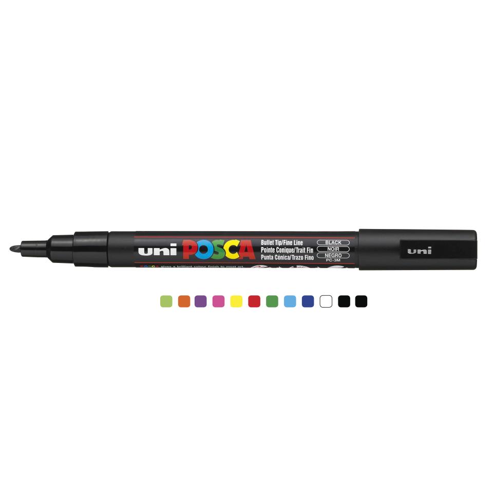 Uni Pc3m12A Posca Marker 1.3mm Assorted Pack 12