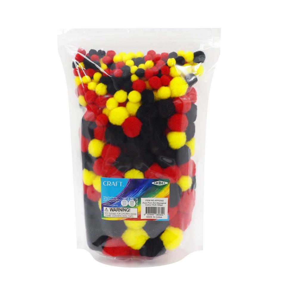 Arbee Craft Pom Pom Assorted Aboriginal Colour Bulk 500pc Image