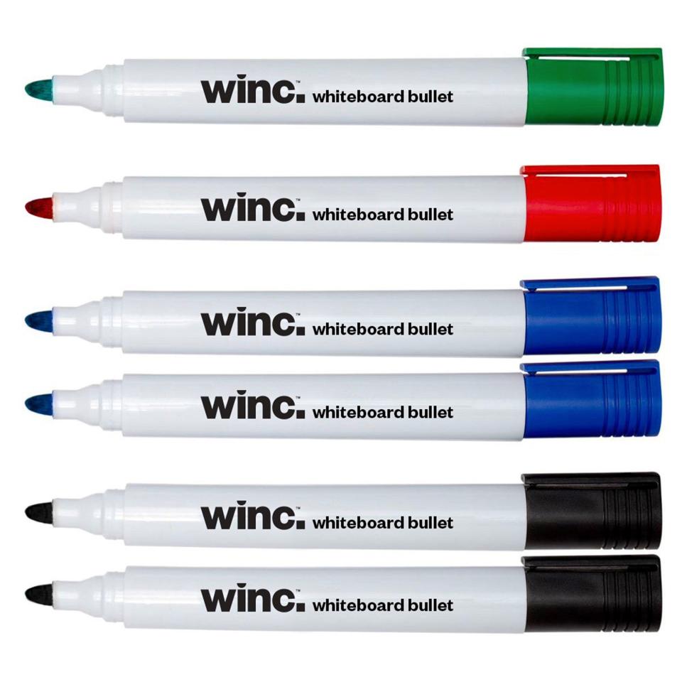Winc Whiteboard Marker Bullet Tip 1.53.0mm Assorted Set 6 Winc