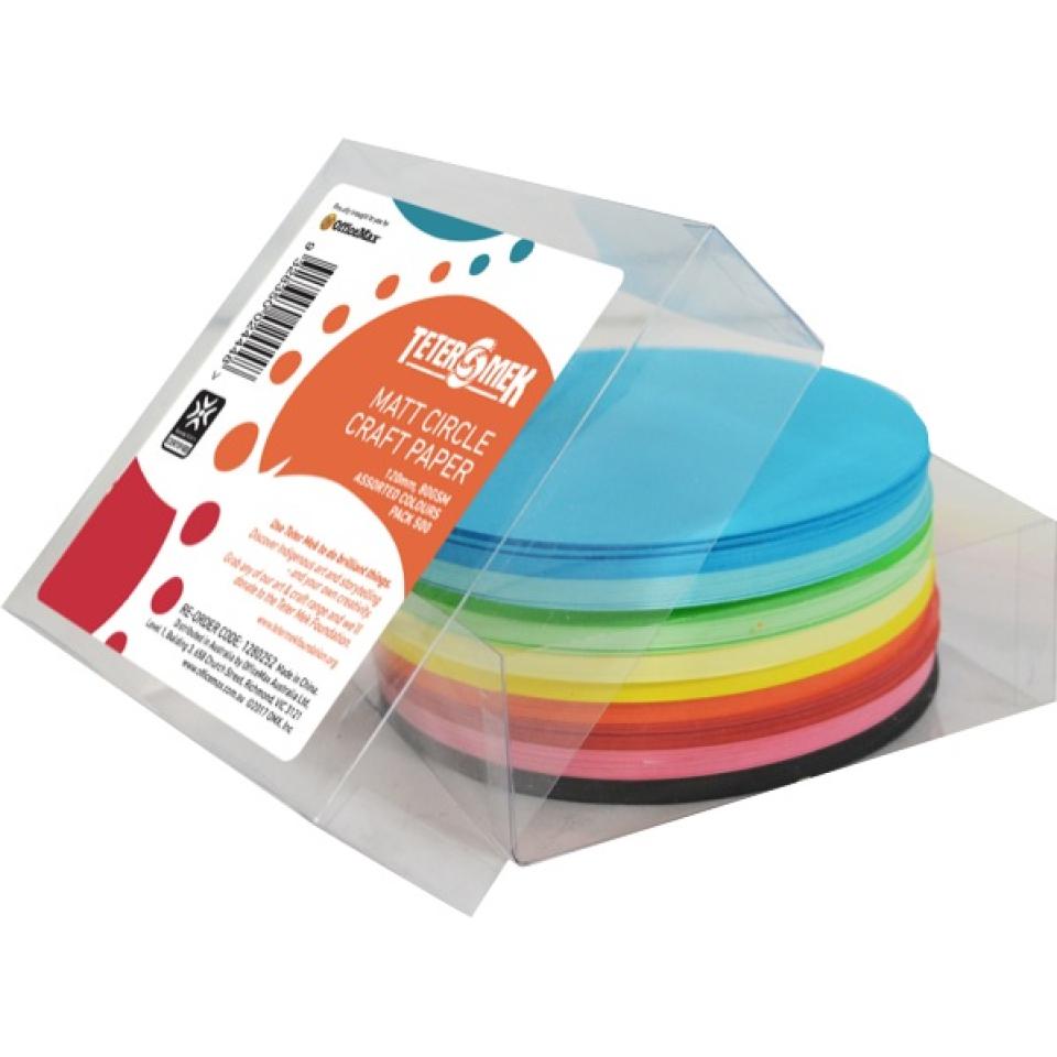 Teter Mek Kinder Craft Paper Circles 120mm Matt Assorted Colours Pack 500