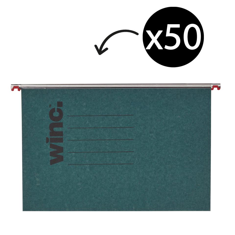 Winc Suspension File Recycled Foolscap Complete Green Box 50