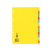 Marbig Dividers Manilla A4 Bright Colours Numbered 12 Tab