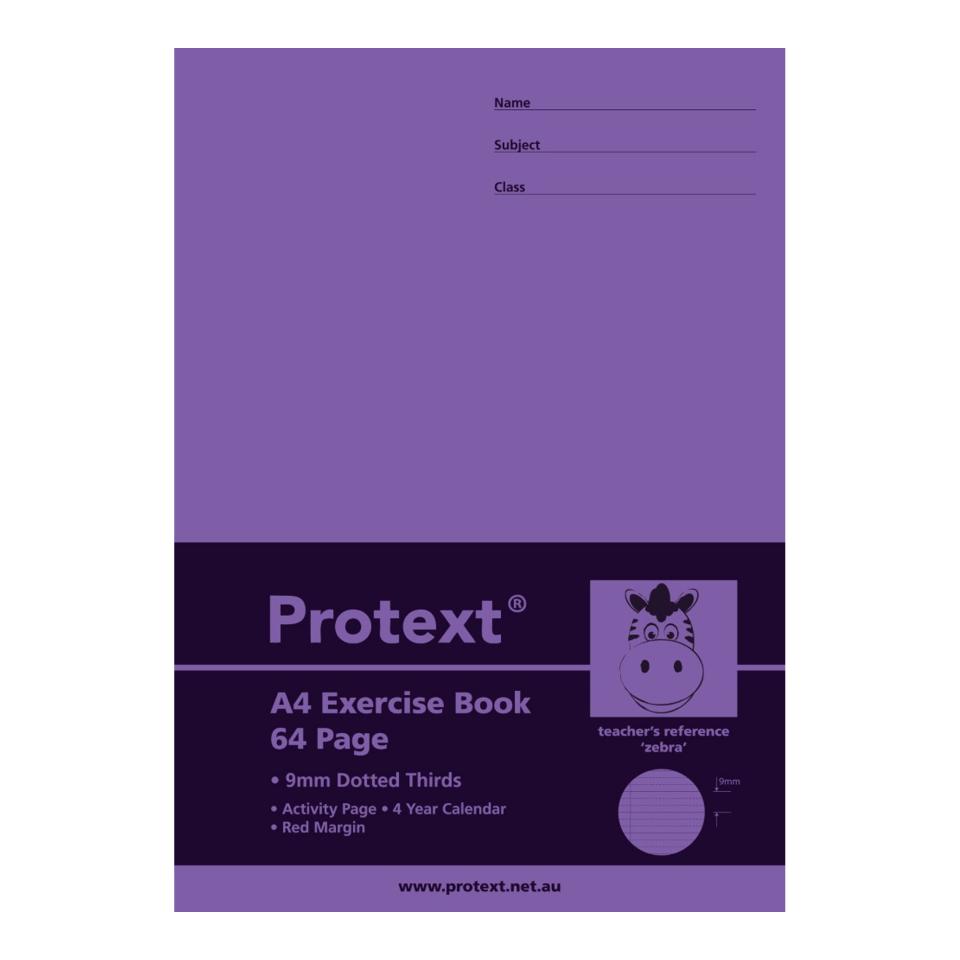 Protext Exercise Book A4 Polypropylene 9mm Dotted Thirds 64 Pages