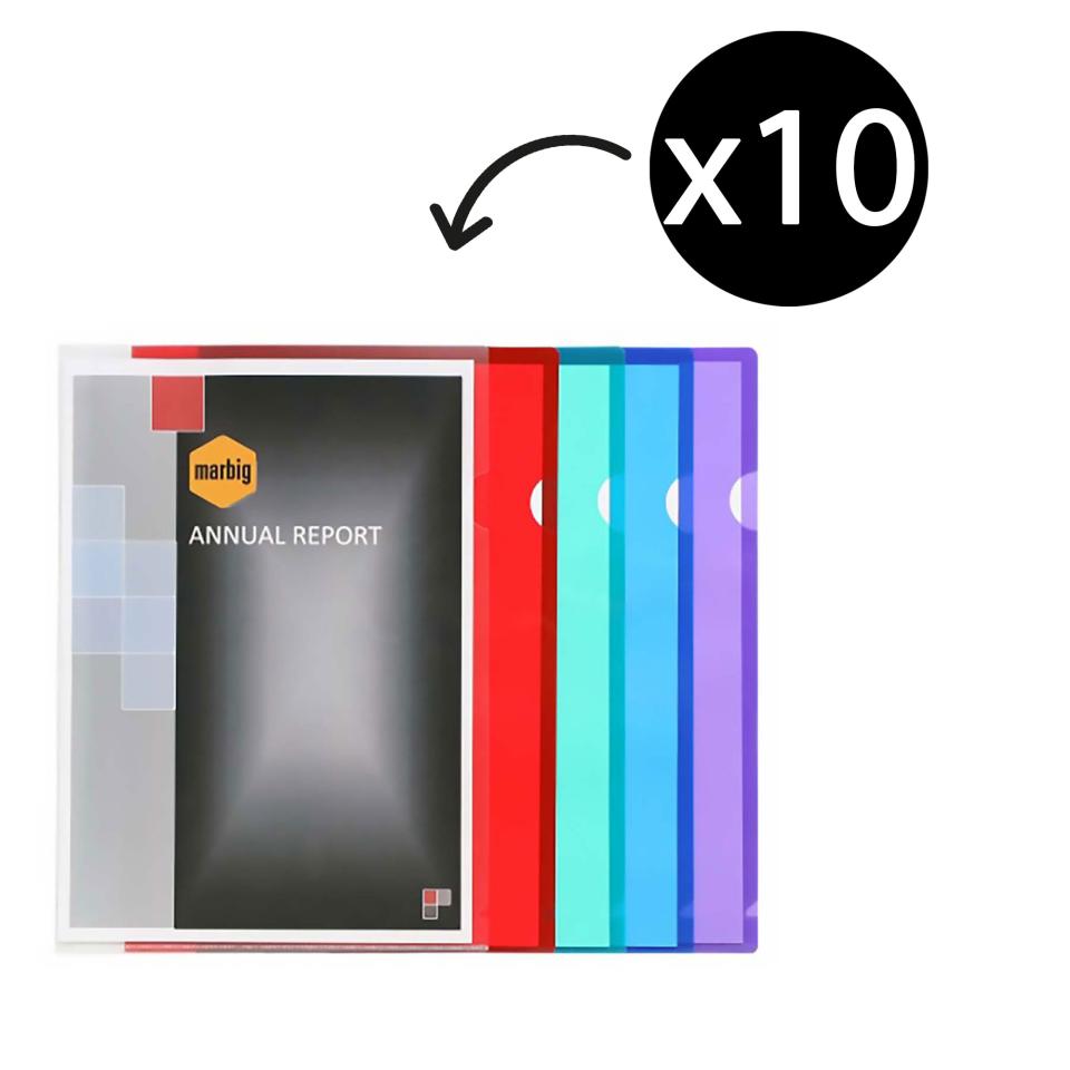 Marbig Letter File A4 Ultra PP Assorted Pack 10