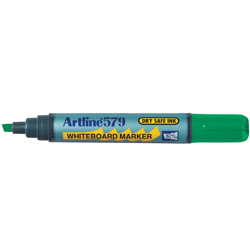 Artline 579 Whiteboard Marker Chisel Tip 2.0-5.0mm Green Pack 12