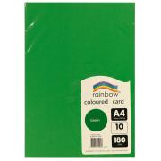 Rainbow Coloured Card 180gsm A4 10 Sheet Green