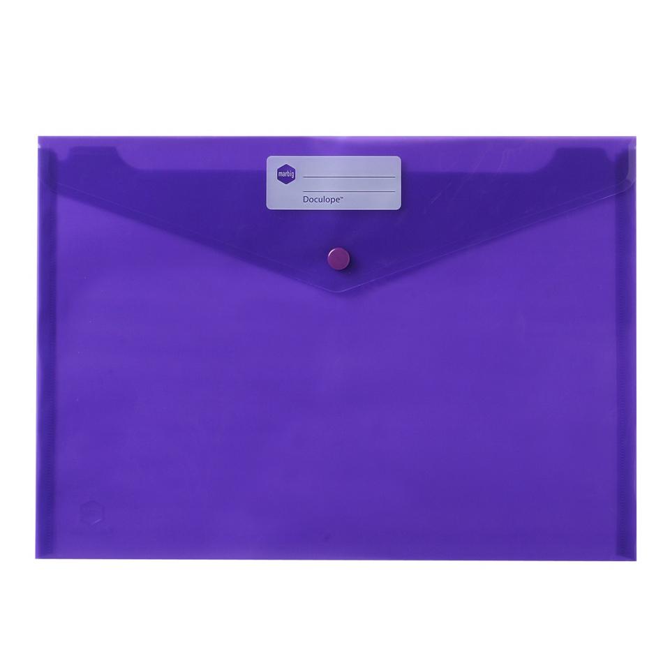 Marbig Envelope Document Holder A4 Button Purple Pack 10