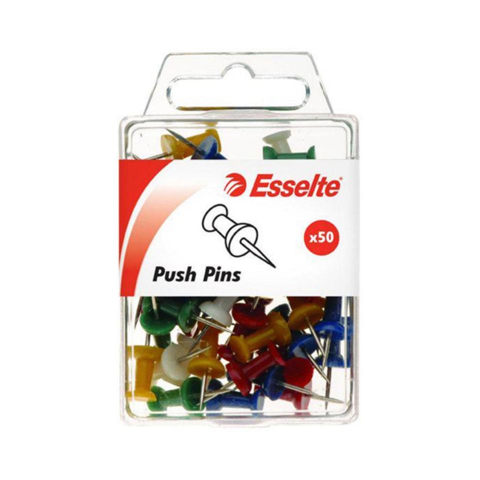 Esselte 45110 Push Pins Assorted Colours Pack of 50