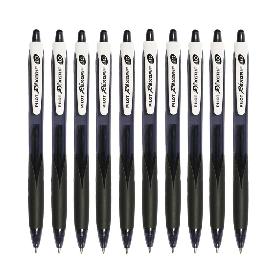 Pilot Begreen Rexgrip Retractable Ballpoint Pen Medium 1.0mm Black Pack 10