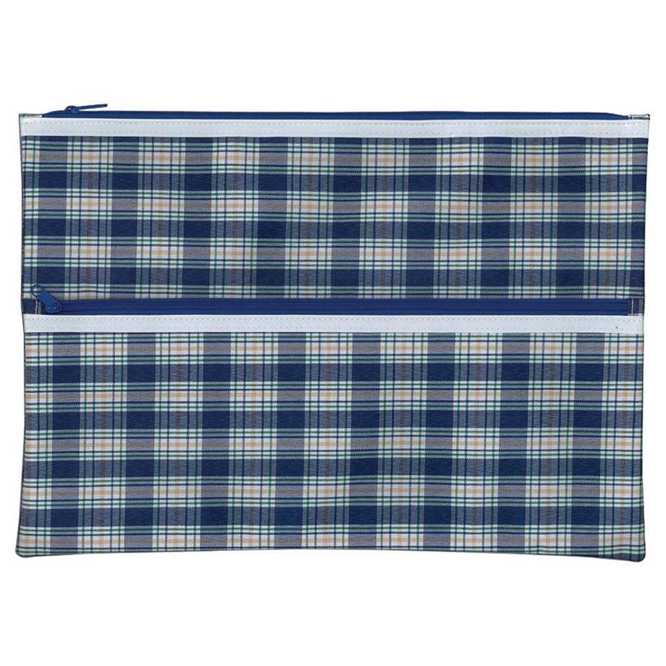 Winc Tartan Pencil Case 2 Zip Pouch 375x264mm Image