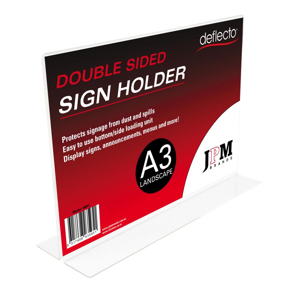 Deflecto Sign Menu Holder Landscape Double Sided A3 Clear