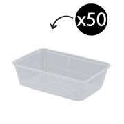 Castaway Takeaway Food Containers Rectangular 650ml 175X120X50mm Clear Pack 50