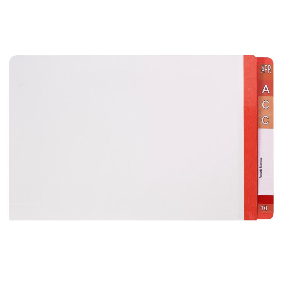 Avery Lateral Shelf File 367 x 242mm 35mm Expansion Foolscap White with Red Side Tab Pack 100