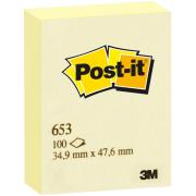Post-it Notes 653 35x48mm Canary Yellow 100 Sheets