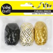 Arbee Curling Ribbon Metallic Mix 10m Pack 3