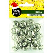 Arbee Craft Xmas Sleigh Bells Silver 35 Pieces