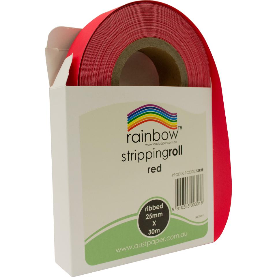 Rainbow Stripping Streamer Roll 25mmx30mm Red