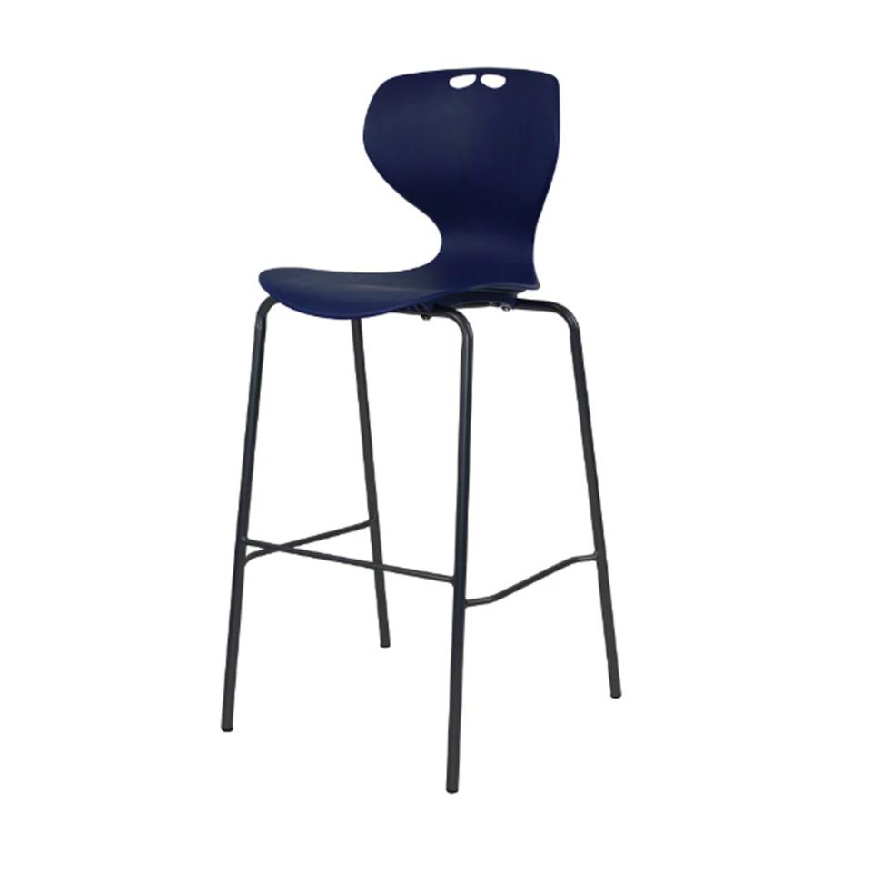 Sylex Roswell 4 Leg Stool 650h Blue & Steel Frame Black Image