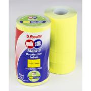 Quik Stik Mark Ii Labels Fluoro Yellow Re-positionable 1000 labels per roll 5 rolls per pack