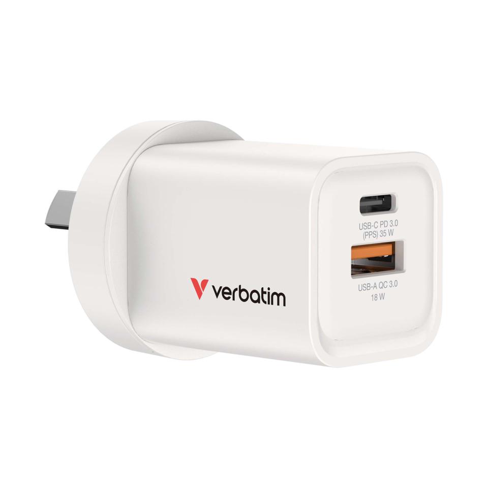 Verbatim Gan Charger 2 Port 35w USB A/c Pcr Au White Image