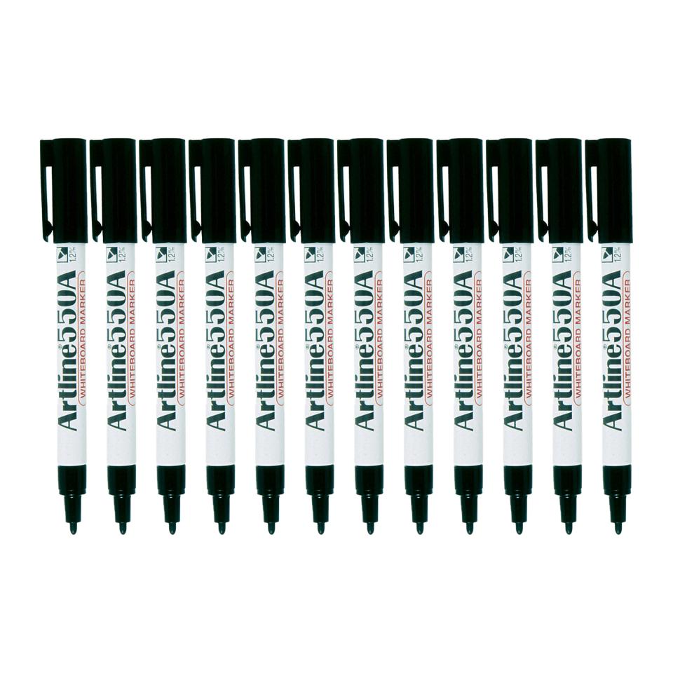 Artline 550a Whiteboard Marker Fine 1.2mm Black Pack 12 Winc