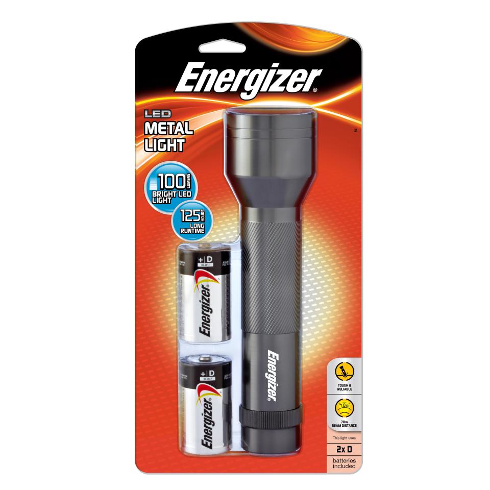 Energizer Led Metal Torch Includes 2 X D Batteries