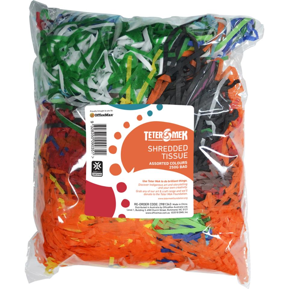 Teter Mek Shredded Tissue Assorted Colours 250g