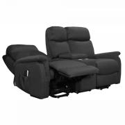 Ascot Dual Motor Loveseat With Center Console  Fabric Manisa Thunder