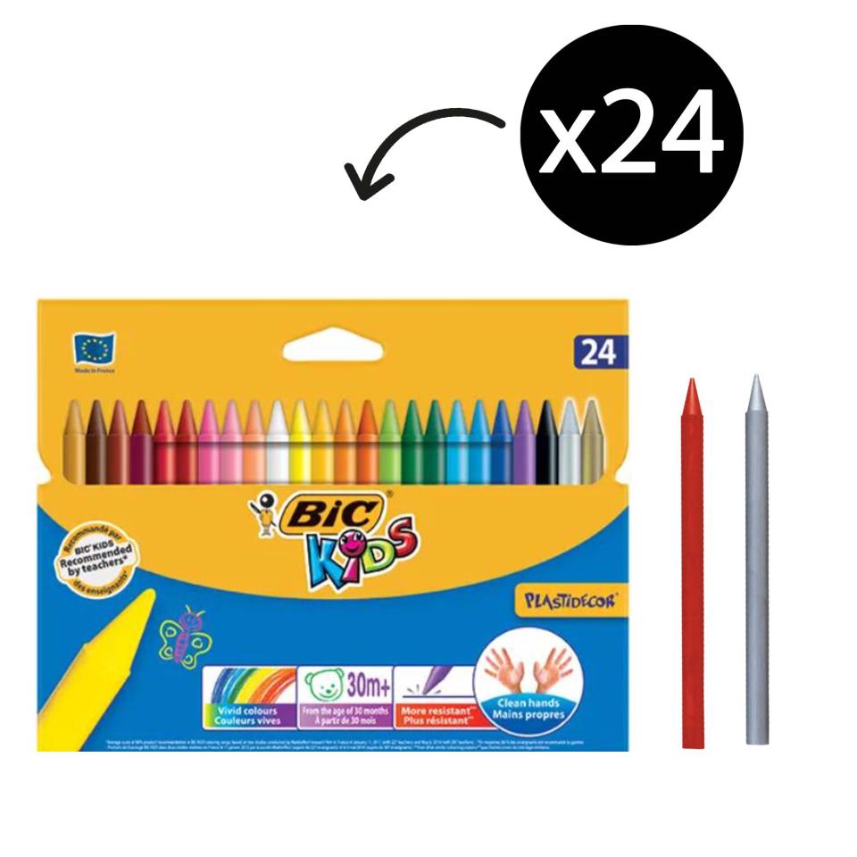 Assorted Colors BKPC72EC-AST 3 Packs of 24 Crayons BIC Kids Crayons 