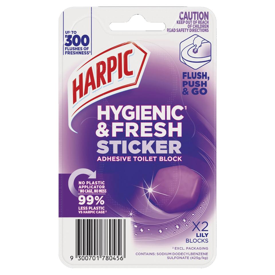 Harpic Hygienic & Fresh Sticker Adhesive Toilet Block Lily Pack 2