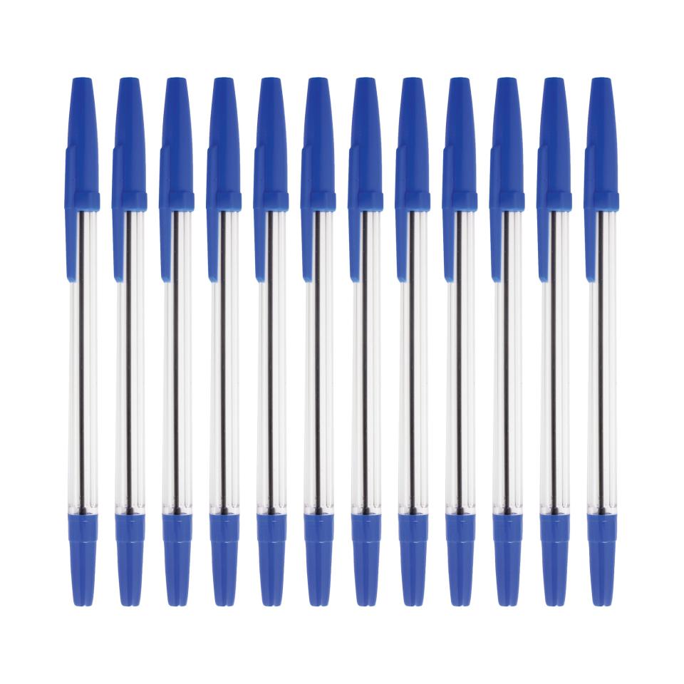 Simply Clear Stick Ballpoint Pen Medium 1.0mm Blue Box 12