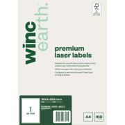 Winc Earth Premium Laser Labels 199.6x289.1mm 1 Per Sheet Pack of 100 Sheets