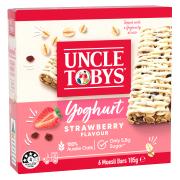 Uncle Tobys Yoghurt Topps Muesli Bar Strawberry 185g Box 6