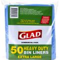 Thumbnail image of Glad XLGP50/10 Heavy Duty Bin Liners XLarge 70-77L Blue Pack 50