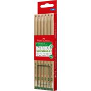Faber-Castell Naturals Graphite Lead Pencils 2B With Eraser Tip Pack 6