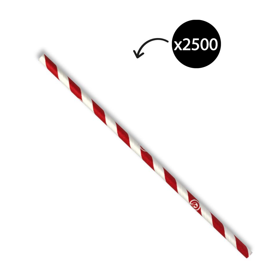 Biopak Biostraw 6mm Red And White Stripe Carton 2500 Image
