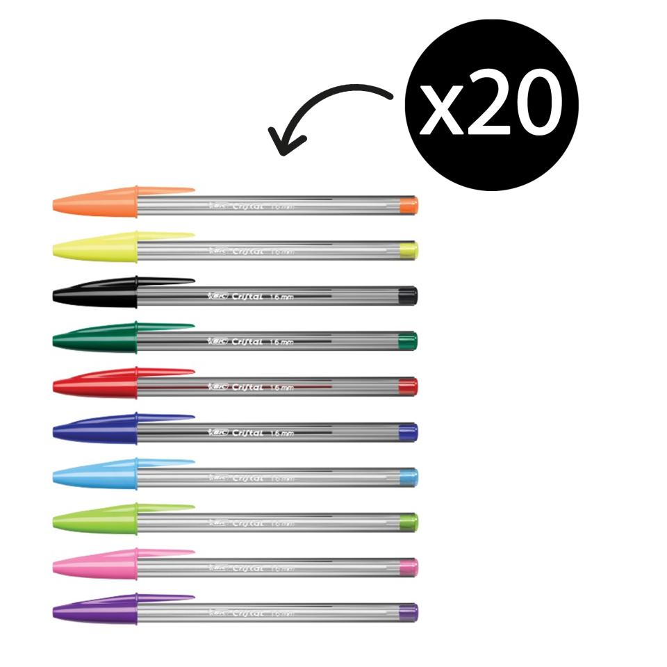 Bic Cristal Ballpoint Pen Multicolour Pack 20