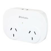 Verbatim Dual USB Charger with Adaptor White