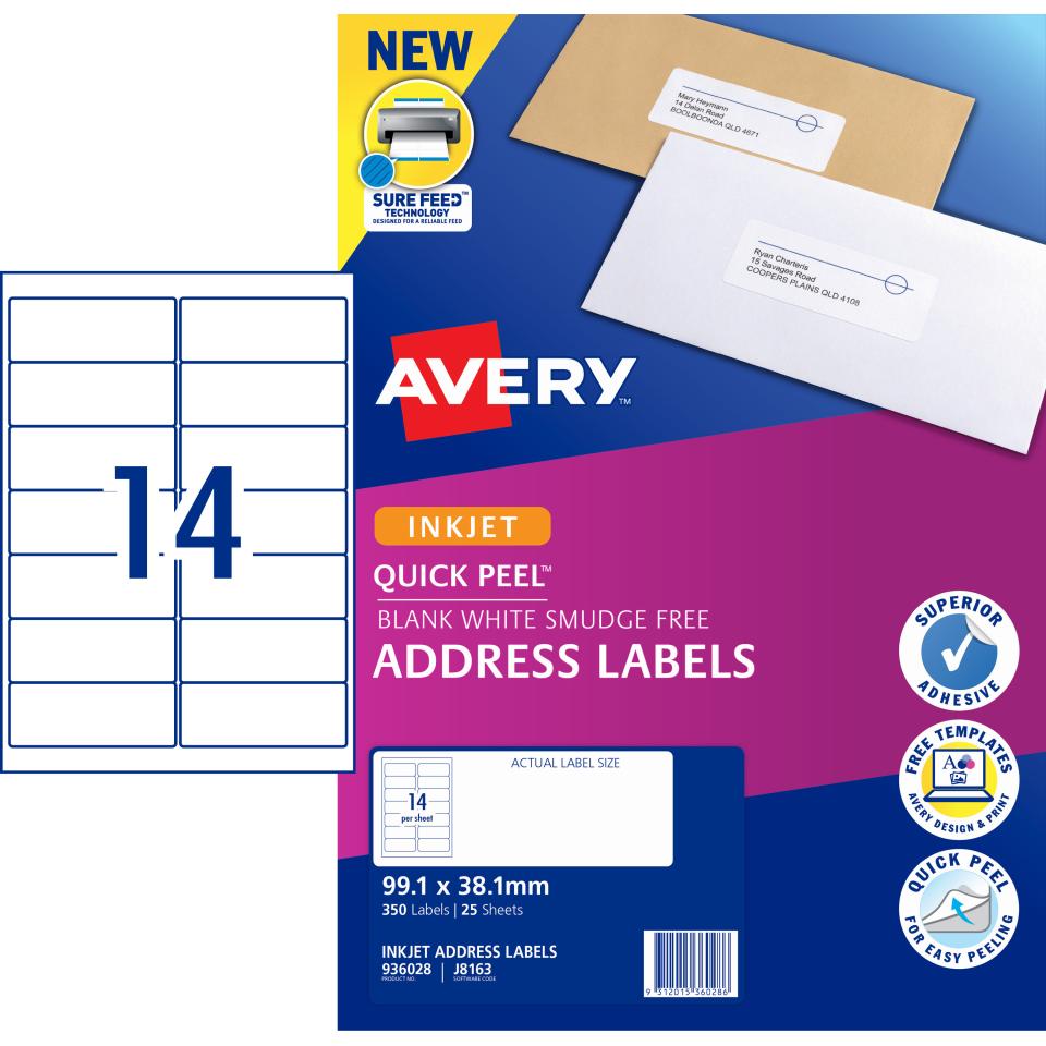 Avery Address Labels With Quick Peel For Inkjet Printers - 99.1 X 38 ...